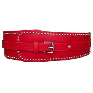 Leather Wide Corset Waist Belt,red Buckle Goth Punk Skinny For Ladies Dresses